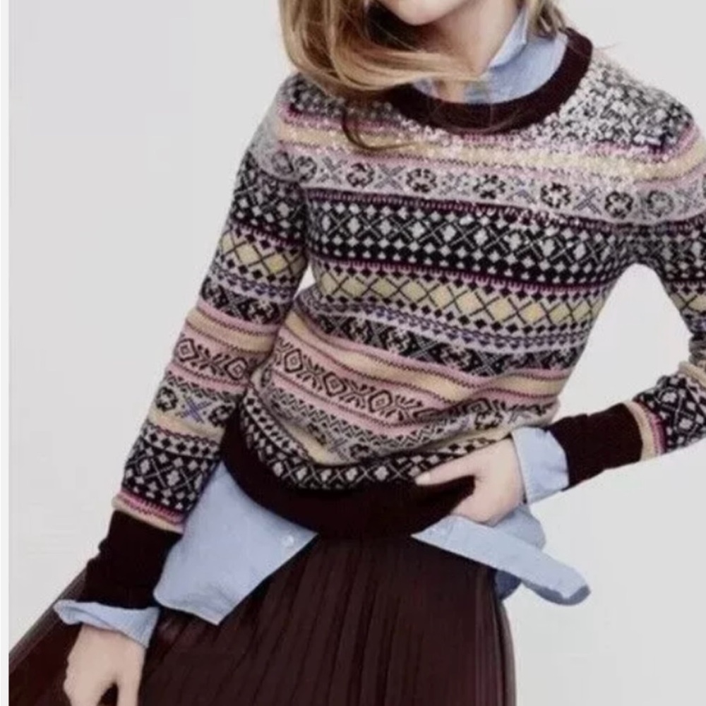 J.Crew sequin Fair Isle sweater, made of 100% lambswool pit to pit 19 (mix2)